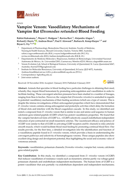 Desmodus Rotundus) Blood Feeding