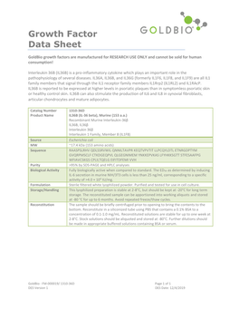 Growth Factor Data Sheet