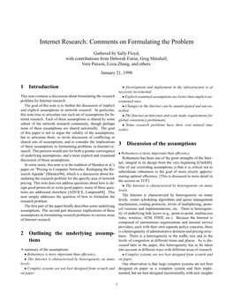 Internet Research: Comments on Formulating the Problem