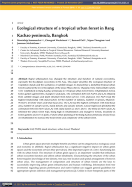 Ecological Structure of a Tropical Urban Forest in Bang Kachao Peninsula