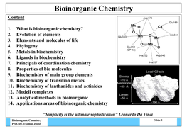 Bioinorganic Chemistry Content