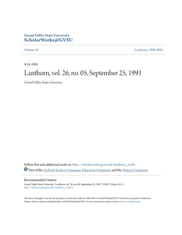 Lanthorn, Vol. 26, No. 05, September 25, 1991 Grand Valley State University