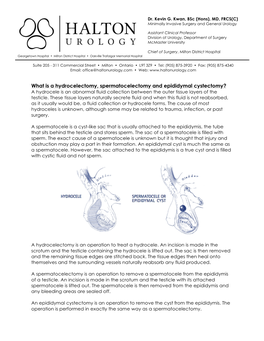 What Is a Hydrocelectomy, Spermatocelectomy and Epididymal Cystectomy? a Hydrocele Is an Abnormal Fluid Collection Between the Outer Tissue Layers of the Testicle