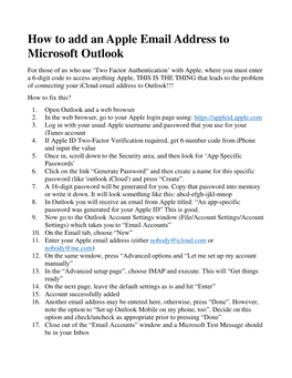 How to Add an Apple Email Address to Microsoft Outlook