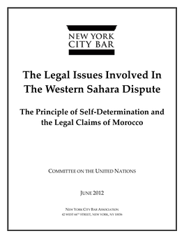 The Legal Issues Involved in the Western Sahara Dispute