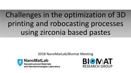 Challenges in the Optimization of 3D Printing of Zirconia Based Pastes By