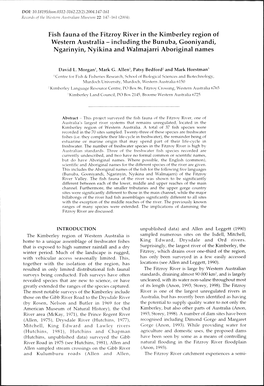 Fish Fauna of the Fitzroy River in the Kimberley Region of Western Australia - Including the Bunuba, Gooniyandi, Ngarinyin, Nyikina and Walmajarri Aboriginal Names