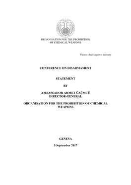 Conference on Disarmament Statement by Ambassador
