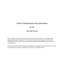 Pattern Criminal Federal Jury Instructions for the Seventh Circuit