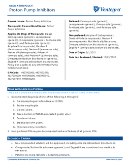 Proton Pump Inhibitors