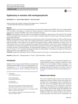 Kyphectomy in Neonates with Meningomyelocele