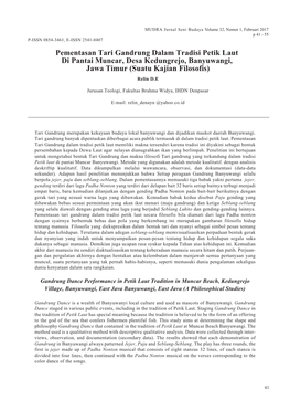 Pementasan Tari Gandrung Dalam Tradisi Petik Laut Di Pantai Muncar, Desa Kedungrejo, Banyuwangi, Jawa Timur (Suatu Kajian Filosofis) Relin D.E