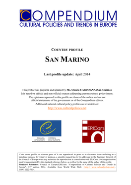 San Marino Cultural Policies 2014