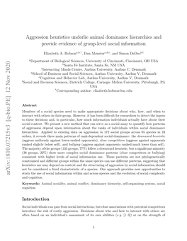 Aggression Heuristics Underlie Animal Dominance Hierarchies and Provide Evidence of Group-Level Social Information