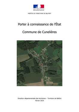 Porter À Connaissance De L'état Commune De Cunelières