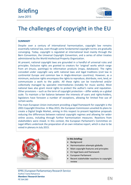 The Challenges of Copyright in the EU