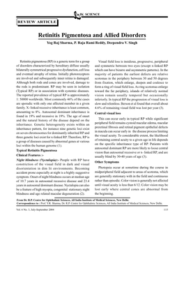 Retinitis Pigmentosa and Allied Disorders Yog Raj Sharma, P