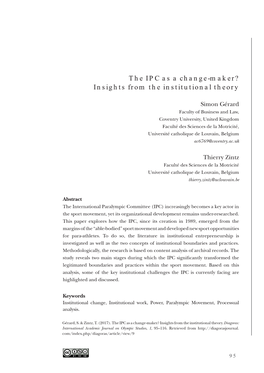 The IPC As a Change-Maker? Insights from the Institutional Theory