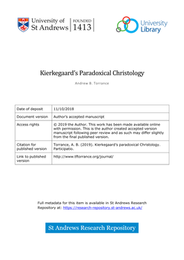 Kierkegaard's Paradoxical Christology