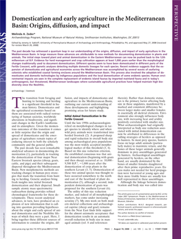 Domestication and Early Agriculture in the Mediterranean Basin: Origins, Diffusion, and Impact