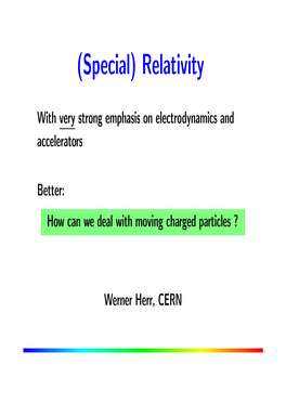 (Special) Relativity