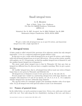 Small Integral Trees