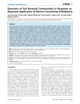 Dynamics of Soil Bacterial Communities in Response to Repeated Application of Manure Containing Sulfadiazine