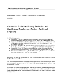 41435-013: Tonle Sap Poverty Reduction and Smallholder Development Project