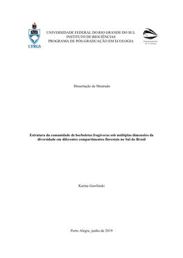 Universidade Federal Do Rio Grande Do Sul Instituto De Biociências Programa De Pós-Graduação Em Ecologia