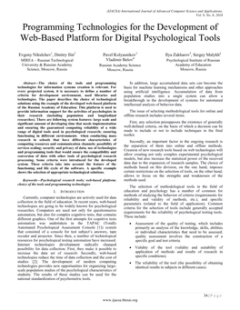 Programming Technologies for the Development of Web-Based Platform for Digital Psychological Tools