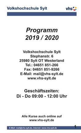 Programm 2019 / 2020