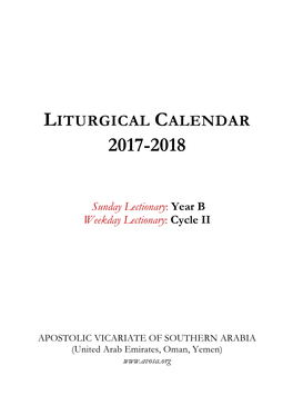 Liturgical Calendar 2017-2018