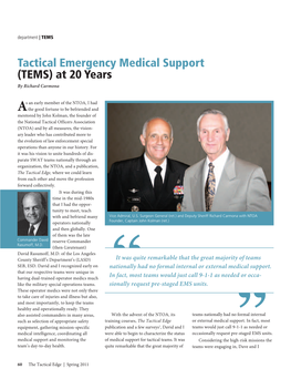 Tactical Emergency Medical Support (TEMS) at 20 Years by Richard Carmona