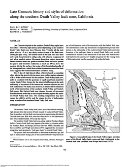 Late Cenozoic History and Styles of Deformation Along the Southern Death Valley Fault Zone, California