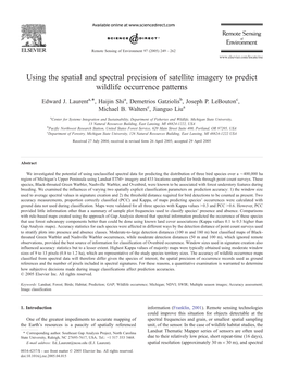 Using the Spatial and Spectral Precision of Satellite Imagery to Predict Wildlife Occurrence Patterns