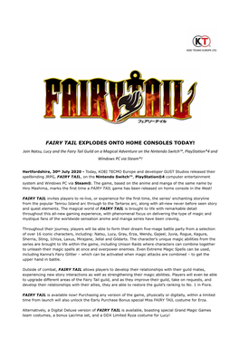 Fairy Tail Explodes Onto Home Consoles Today!