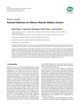 Natural Chalcones in Chinese Materia Medica: Licorice