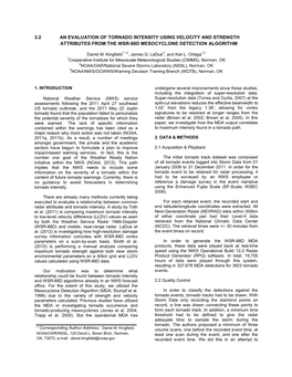 3.2 an Evaluation of Tornado Intensity Using Velocity and Strength Attributes from the Wsr-88D Mesocyclone Detection Algorithm