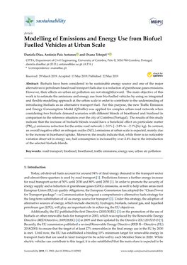 Modelling of Emissions and Energy Use from Biofuel Fuelled Vehicles at Urban Scale