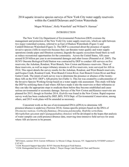 2014 Aquatic Invasive Species Surveys of New York City Water Supply Reservoirs Within the Catskill/Delaware and Croton Watersheds