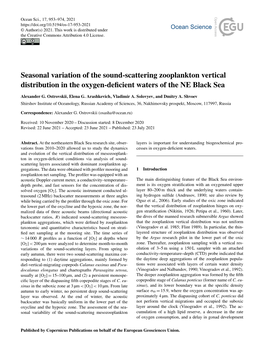 Seasonal Variation of the Sound-Scattering Zooplankton Vertical Distribution in the Oxygen-Deficient Waters of the NE Black