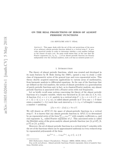 On the Real Projections of Zeros of Almost Periodic Functions