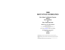 2008 Bjcp Style Guidelines