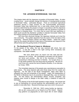 CHAPTER IV the JAPANESE INTERREGNUM, 1942-1945 A. The