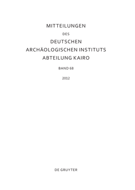 Mitteilungen Deutschen Archäologischen Instituts Abteilung Kairo