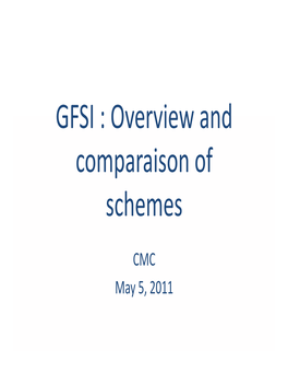 GFSI : Overview and GFSI : Overview and Comparaison of Comparaison Of