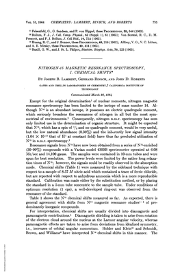 Nitrogen-15 Magnetic Resonance Spectroscopy, I