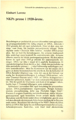 Nkps Presse I 1920-Årene