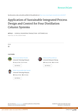 Application of Sustainable Integrated Process Design and Control for Four Distillation Column Systems