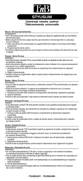 Notice TCUNSLIM-36P:Notice TCUNSLIM-36P 16/06/09 11:55 Page 1